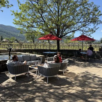 Foley Johnson Winery - Patio in views while tasting. - Wine Tasting Room Near Me - Rutherford, California