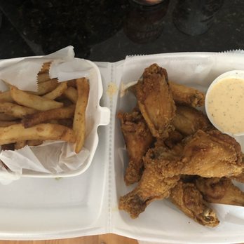 Cluck U - Fries and Wings with Garlic Parmesan sauce on the side - Chicken Wings Near Me - Odenton, Maryland