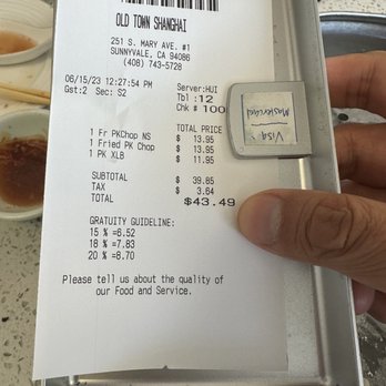 Old Town Shanghai - lunch for two  : reasonable price - Shanghainese Near Me - Sunnyvale, California