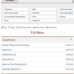 Online menu