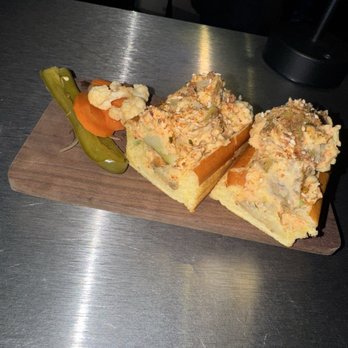Papercut - Potato salad Sando with pickles vegetables - Cocktail Bars Near Me - Austin, Texas