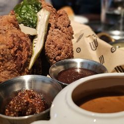 Fried chicken. Crunchy breading, tender, nicely seasoned