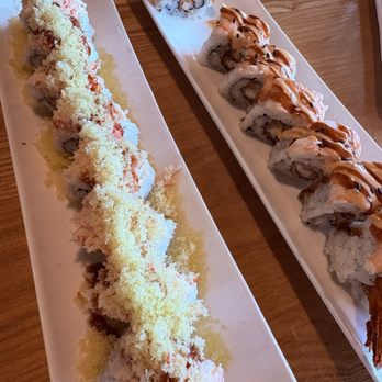 Sushi Village - Two first sushi trays that came. There were two more, not pictured (California rolls) - Sushi Bars Near Me - Lawrenceville, Georgia Sushi Village - Two first sushi trays that came. There were two more, not pictured (California rolls) - Sushi Bars Near Me - Lawrenceville, Georgia