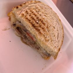 Neatly divided triangle-tip panini.