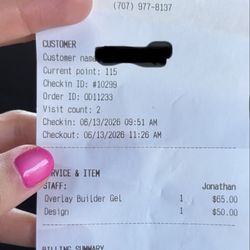 Green Polish - Receipt of builder gel nails.