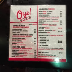Oye - Drink Menu