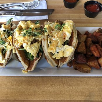 Monki Breakfastclub & Bistro - Pancake Breakfast Tacos - Breakfast & Brunch Near Me - Calgary, Alberta