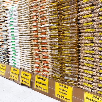 Patel Brothers - rows of bags of rice in a store - Grocery Near Me - Bensalem, Pennsylvania