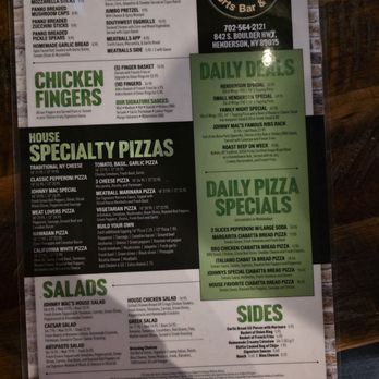 Johnny Mac's Restaurant & Bar - Menu - Pizza Near Me - Henderson, Nevada