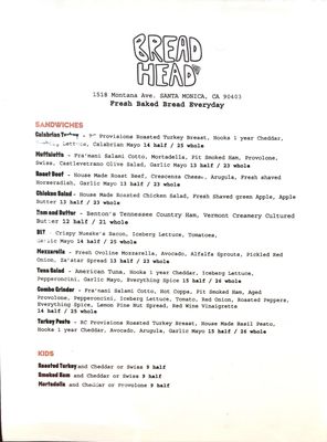 Menu photo 8 Bread Head Santa Monica, CA