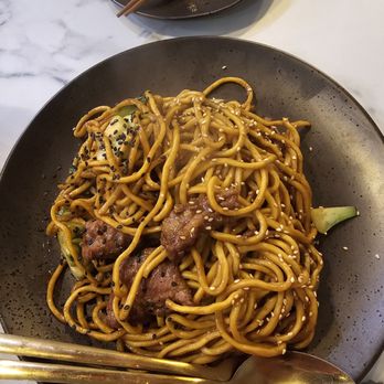 Tea Modern Chinese - beef chowmein - Tea Rooms Near Me - Orange, California