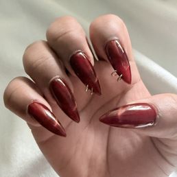 Gel X Gold Pierced Nails