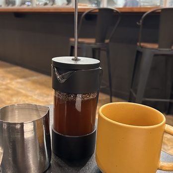 Blackline Coffee & Donuts - French press coffee with Cereal Milk. - Coffee & Tea Near Me - Webster, Texas Blackline Coffee & Donuts - French press coffee with Cereal Milk. - Coffee & Tea Near Me - Webster, Texas