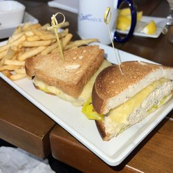 Farm Neck Café - Tuna Melt on gluten free bread with the fries fried separately
