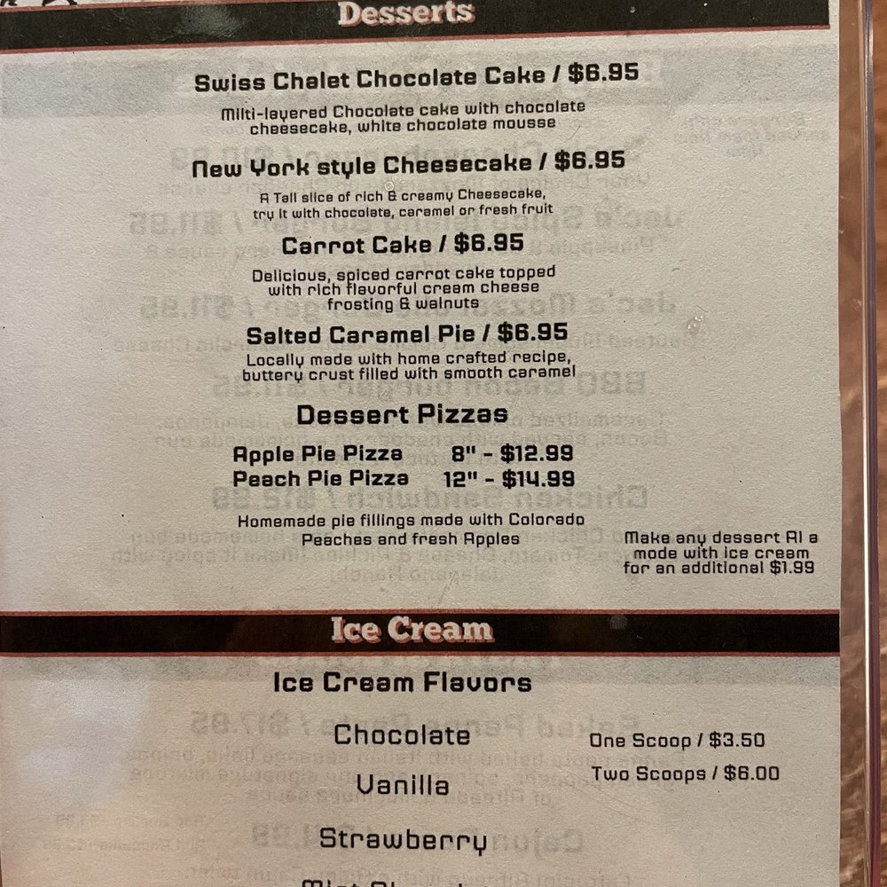 Dessert Menu