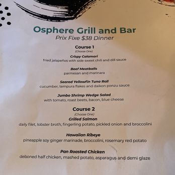 Osphere Grill and Bar - Bite 30 menu - American Near Me - Orlando, Florida