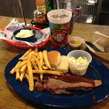 Central BBQ - Beef brisket plate with fries and slaw, sweet tea and the best banana pudding (with a secret ingredient cookie) that you'll EVER have! - Barbeque Near Me - Memphis, Tennessee