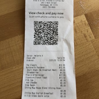 Rise & Grind - My bill - Coffee & Tea Near Me - Patchogue, New York