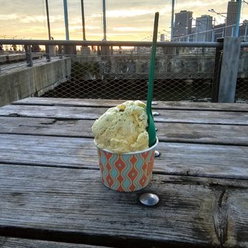 Oddfellows - Passionfruit Apricot Pistachio- Passionfruit ice cream with apricot jam ribbons and chopped pistachios. Tasty - Ice Cream & Frozen Yogurt Near Me - Brooklyn, New York