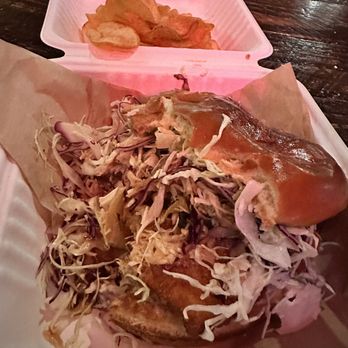 The Katsu - Kimchi Katsu chicken sandwich with potato chips. - Japanese Near Me - Raleigh, North Carolina The Katsu - Kimchi Katsu chicken sandwich with potato chips. - Japanese Near Me - Raleigh, North Carolina