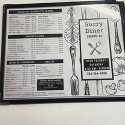 Surry Diner - Menu