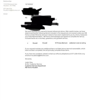 KB Home Houston - Email about the crack - Home Developers Near Me - Houston, Texas