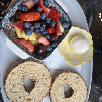 Café Alma - Everything bagel with cream cheese and Fresh Fruit - Breakfast & Brunch Near Me - Cincinnati, Ohio Café Alma - Everything bagel with cream cheese and Fresh Fruit - Breakfast & Brunch Near Me - Cincinnati, Ohio