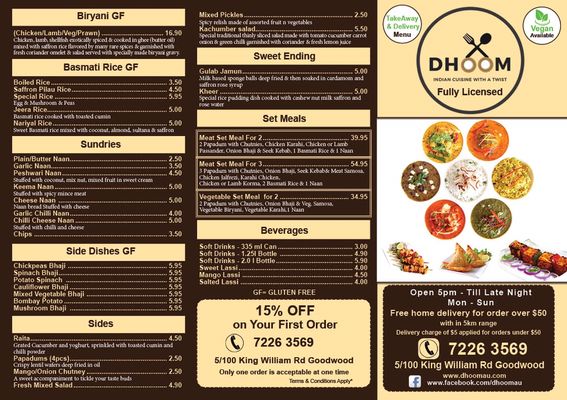 Menu photo 2 Dhoom Goodwood, SA