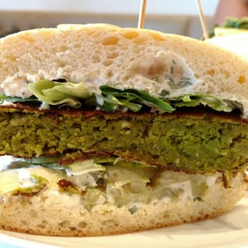 Ocotillo - Close up of falafel burger - New American Near Me - Phoenix, Arizona