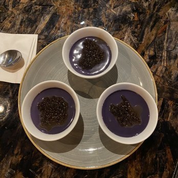 XO Restaurant - Milk tea panna cotta, ube mirror glaze and brown sugar boba - Asian Fusion Near Me - Honolulu, Hawaii XO Restaurant - Milk tea panna cotta, ube mirror glaze and brown sugar boba - Asian Fusion Near Me - Honolulu, Hawaii