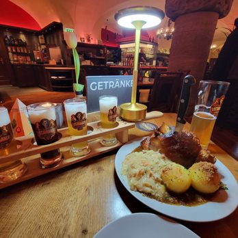 Ratskeller Leipzig - Pork knuckle and beer sampler. - German Near Me - Leipzig, SN