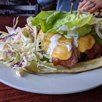 The Pikey - A delicious bunless burger and cole slaw. - Irish Pub Near Me - Klamath Falls, Oregon