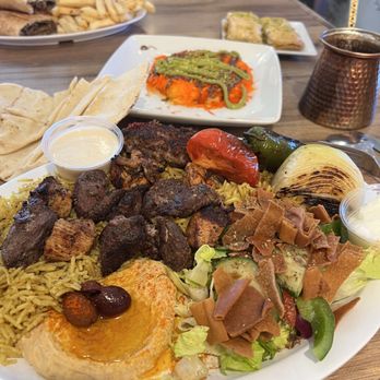 Habibi Mediterranean Grill - Sample platter and Knafeh - Mediterranean Near Me - Yuma, Arizona Habibi Mediterranean Grill - Sample platter and Knafeh - Mediterranean Near Me - Yuma, Arizona