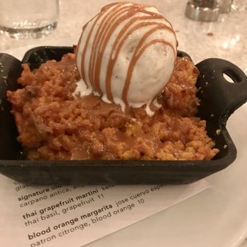 Wildflower - Apple crumble perfectly served, warm, cinnamon goodness, and the vanilla bean ice cream with Carmel drizzle made my taste buds sing. - New American Near Me - Tucson, Arizona Wildflower - Apple crumble perfectly served, warm, cinnamon goodness, and the vanilla bean ice cream with Carmel drizzle made my taste buds sing. - New American Near Me - Tucson, Arizona