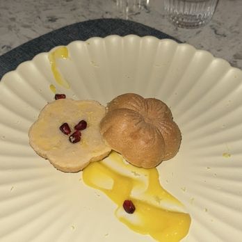 Ine - Monaka (Lemon curd and bean paste) with a sprinkle of pomegranate seeds! - Japanese Near Me - Los Angeles, California Ine - Monaka (Lemon curd and bean paste) with a sprinkle of pomegranate seeds! - Japanese Near Me - Los Angeles, California