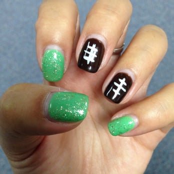 Nice Touch Nail Salon - Middle nails are footballs and the green nails represent the field. - Nail Salons Near Me - Darien, Illinois