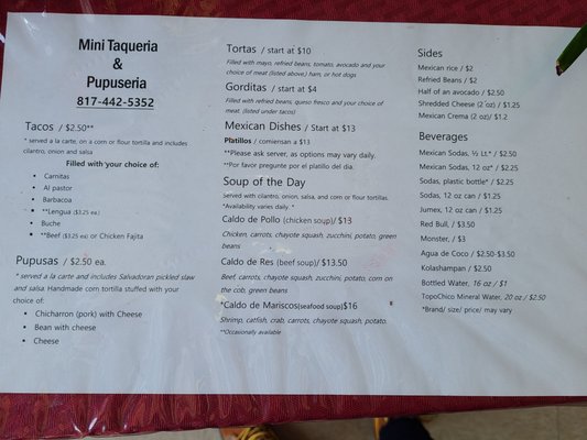 Menu photo 4 Mini Taqueria & Pupuseria Grapevine, TX
