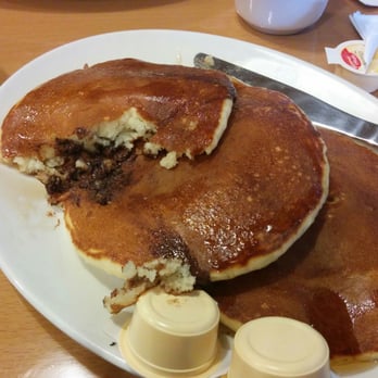 Sunset Grill - Chocolate chip pancakes, also half eaten - Breakfast & Brunch Near Me - Scarborough, Ontario