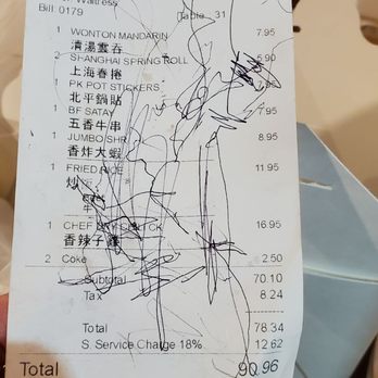Lao Sze Chuan - Receipt with automatic 18% service charge. No signs posted anywhere about this charge. Robbery. - Szechuan Near Me - Chicago, Illinois Lao Sze Chuan - Receipt with automatic 18% service charge. No signs posted anywhere about this charge. Robbery. - Szechuan Near Me - Chicago, Illinois