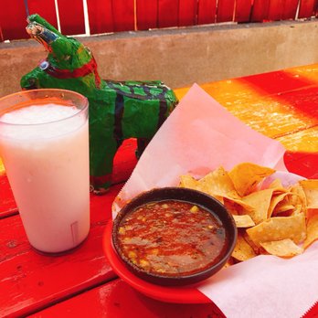 Gorditos Healthy Mexican - Chips, salsa, and horchata. The little horse's name is Jorge! - Mexican Near Me - Seattle, Washington