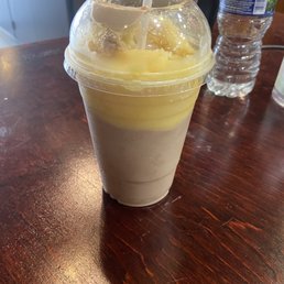 Cake batter with chocolate custard