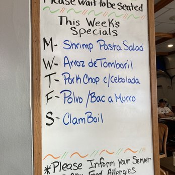 Alianca Restaurant - a white board with a menu on it - Portuguese Near Me - New Bedford, Massachusetts Alianca Restaurant - a white board with a menu on it - Portuguese Near Me - New Bedford, Massachusetts