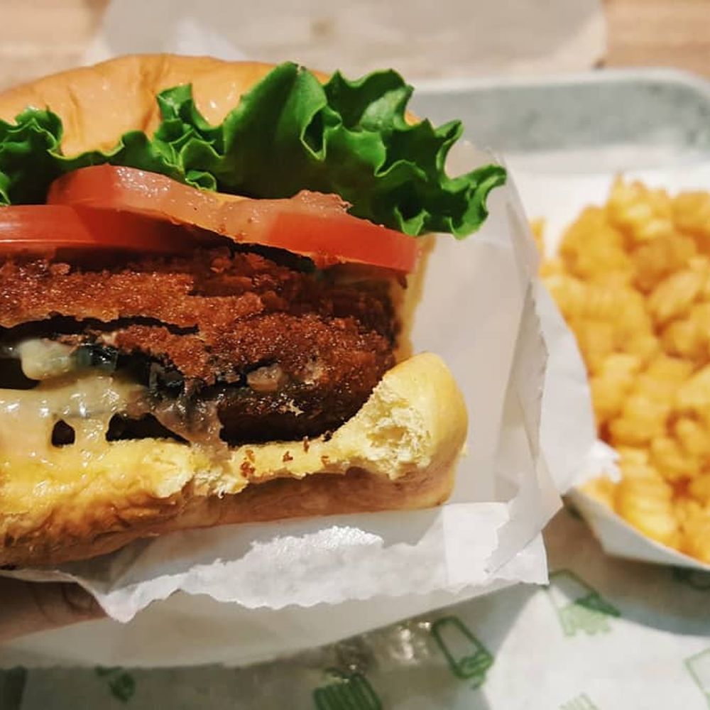 Shake Shack Dedham - Shroom burger with cheese inside - Burgers Near Me - Dedham, Massachusetts Shake Shack Dedham - Shroom burger with cheese inside - Burgers Near Me - Dedham, Massachusetts