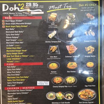 Doh Korean BBQ - Menu #2 have everything. - Korean Near Me - Las Vegas, Nevada Doh Korean BBQ - Menu #2 have everything. - Korean Near Me - Las Vegas, Nevada