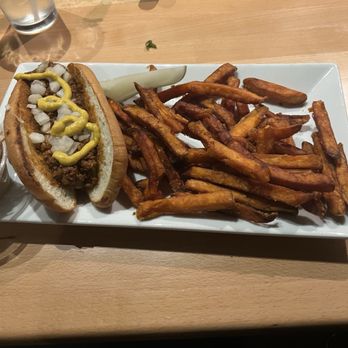 Seva Detroit - Coney dog and yam fries. - Vegetarian Near Me - Detroit, Michigan Seva Detroit - Coney dog and yam fries. - Vegetarian Near Me - Detroit, Michigan