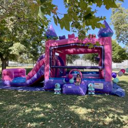Bounce House Rentals Elk Grove - Pink Combo Bounce House w/ slide