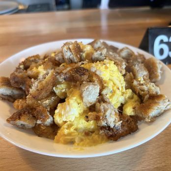 The Biscuit Joint - My custom tots topped with eggs and house made chicken patty. - Breakfast & Brunch Near Me - Saint Louis, Missouri The Biscuit Joint - My custom tots topped with eggs and house made chicken patty. - Breakfast & Brunch Near Me - Saint Louis, Missouri