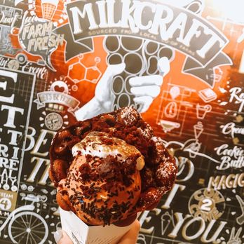 Milkcraft - Red Velvet with Bubble Waffle Cone - Ice Cream & Frozen Yogurt Near Me - New Haven, Connecticut Milkcraft - Red Velvet with Bubble Waffle Cone - Ice Cream & Frozen Yogurt Near Me - New Haven, Connecticut