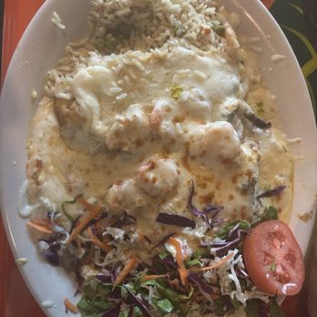 Rancho Grande Mexican Grill - "Seafood" chile rellenos-great flavor but no avocado to be seen and no shrimp inside. Definitely not FILLED. - Mexican Near Me - Bakersfield, California