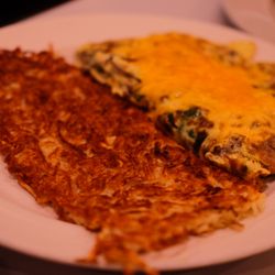 Baldie's Café - Steak and spinach omelet.